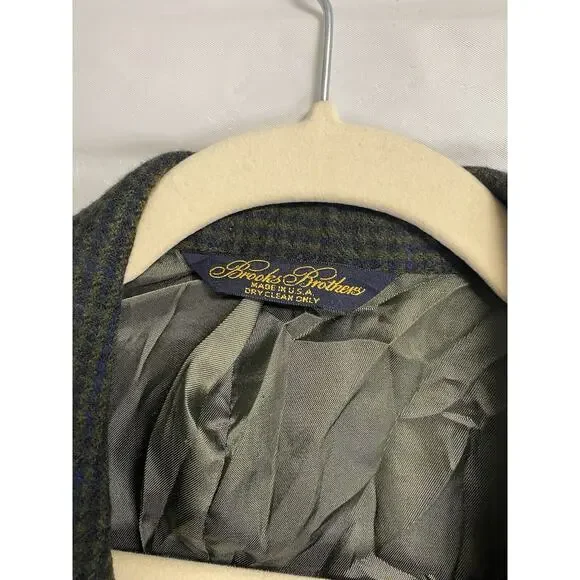 Brooks Brothers Sport Coat‎ Men’s 44L Camelhair Green Houndstooth USA Vintage